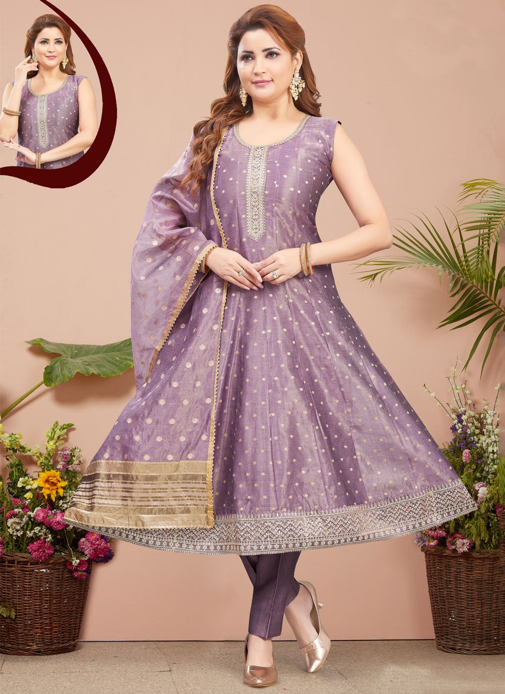 Embroidered Silk Salwar Suit - T4343