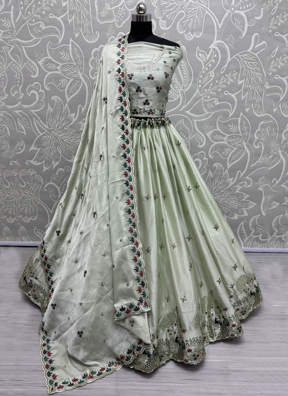 Embroidered Silk A - Line Lehenga - L2989