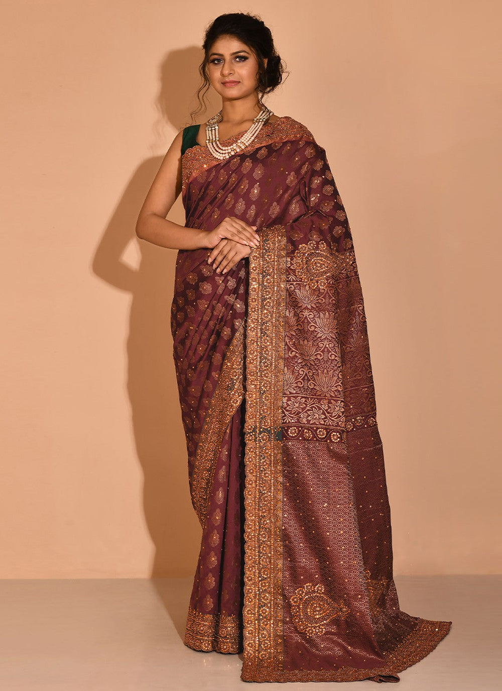 Trendy Embroidered Kanchipuram Silk Saree - S1707