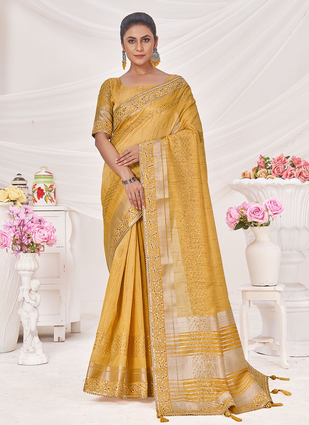 Classic Embroidered Silk Saree - S6750