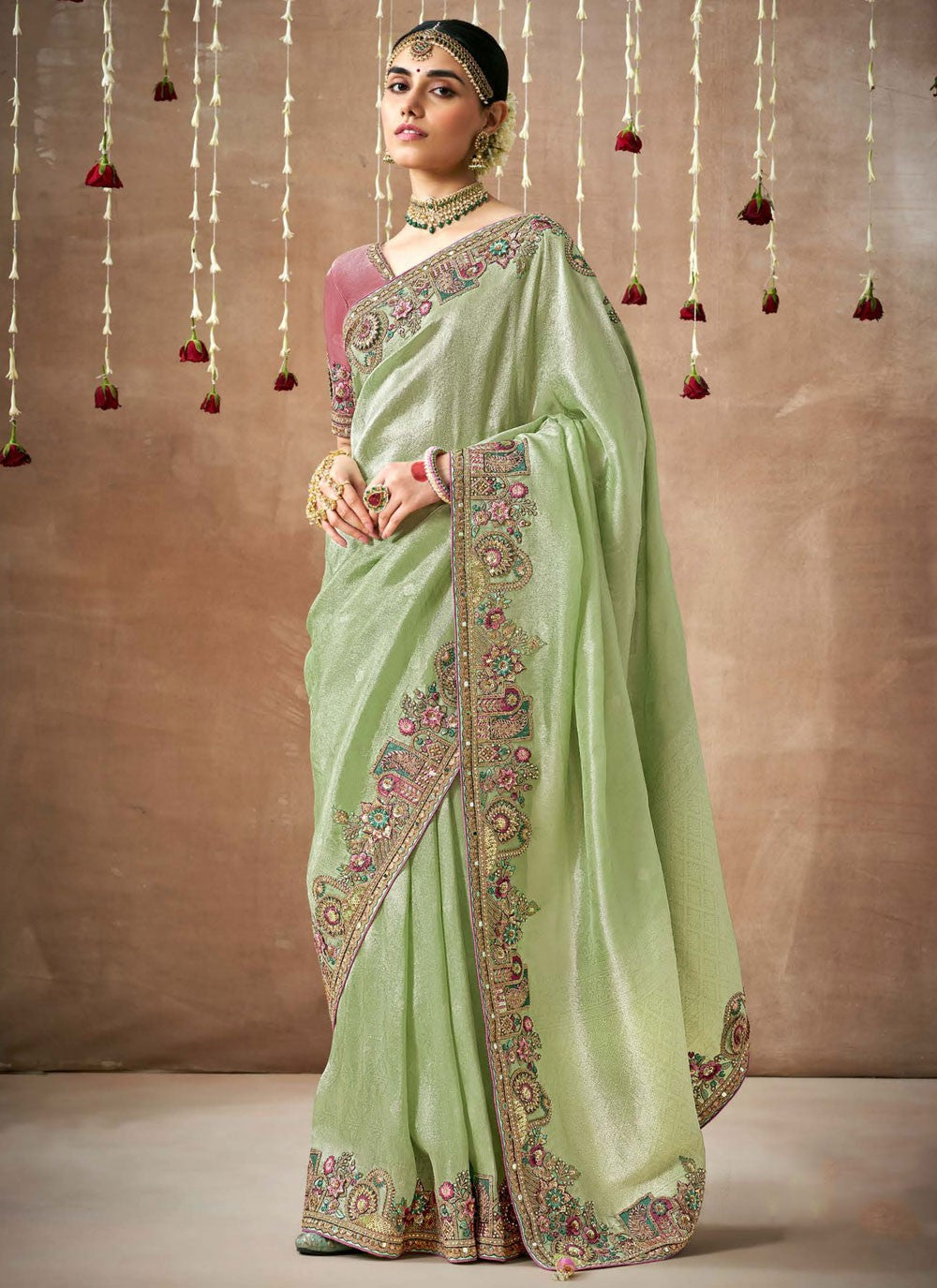 Contemporary Embroidered Organza, Silk Saree - S8348