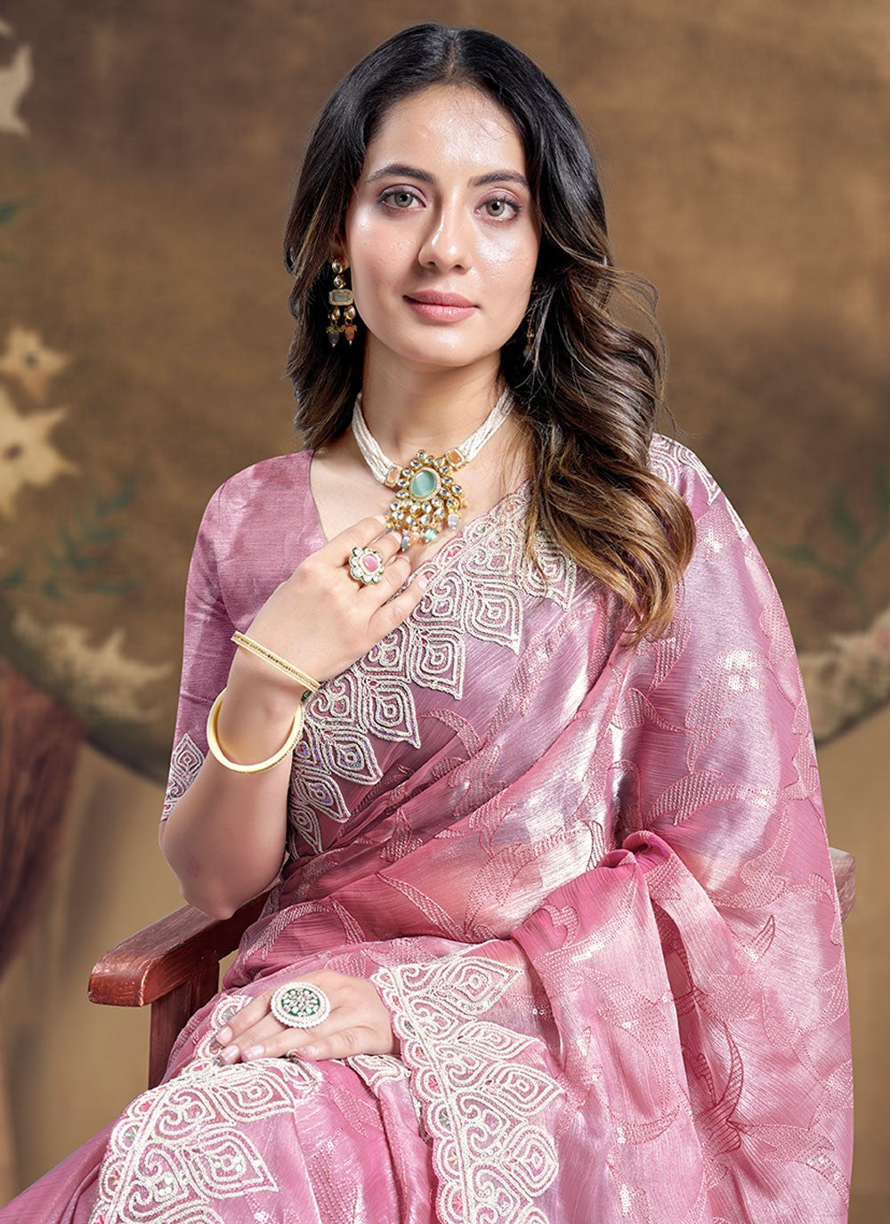 Classic Embroidered Silk Saree - S5933