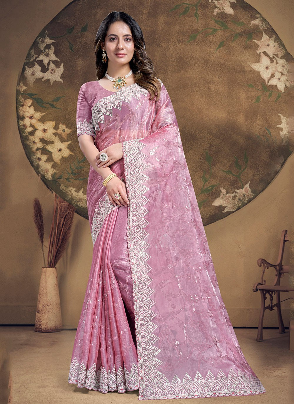 Classic Embroidered Silk Saree - S5933