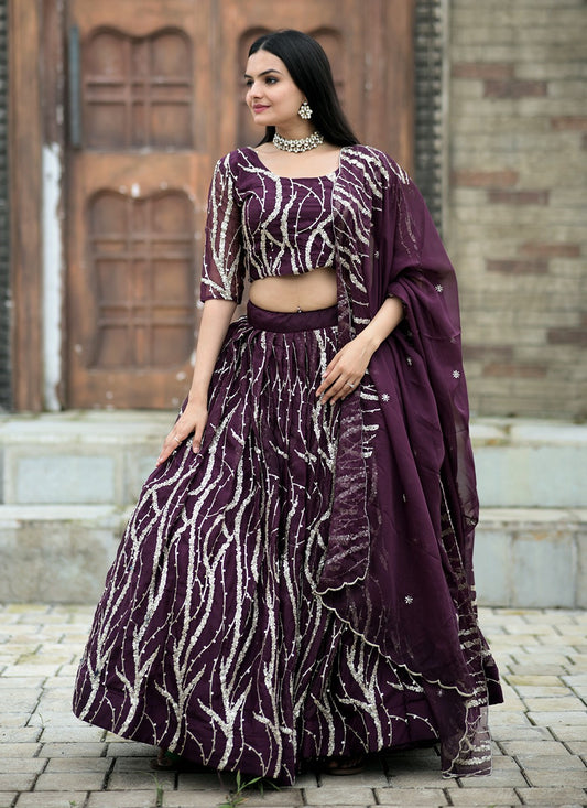 Embroidered Silk A - Line Lehenga - L1099