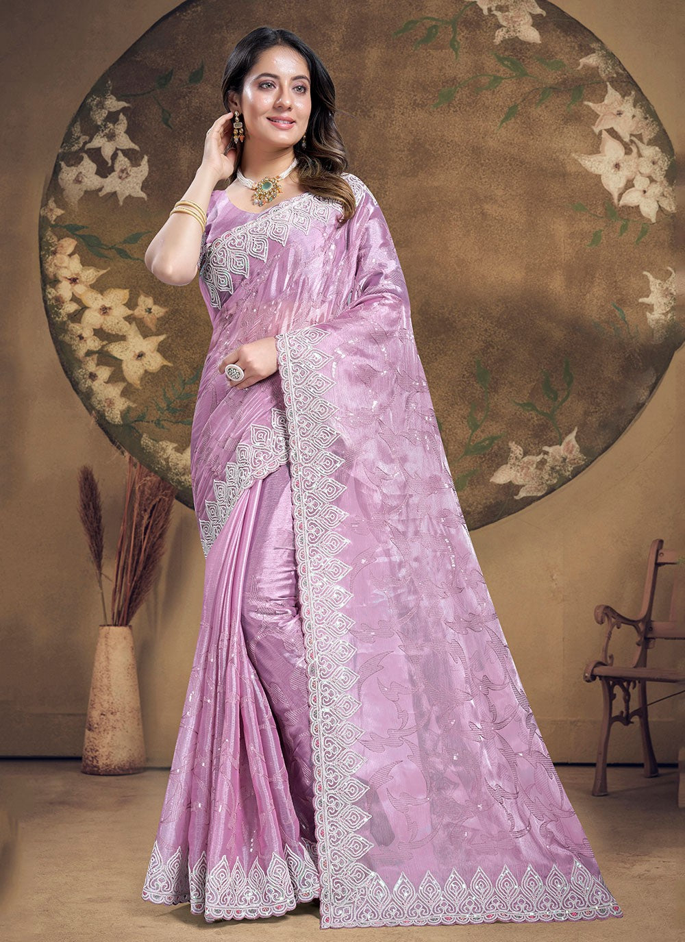 Classic Embroidered Silk Saree - S5933