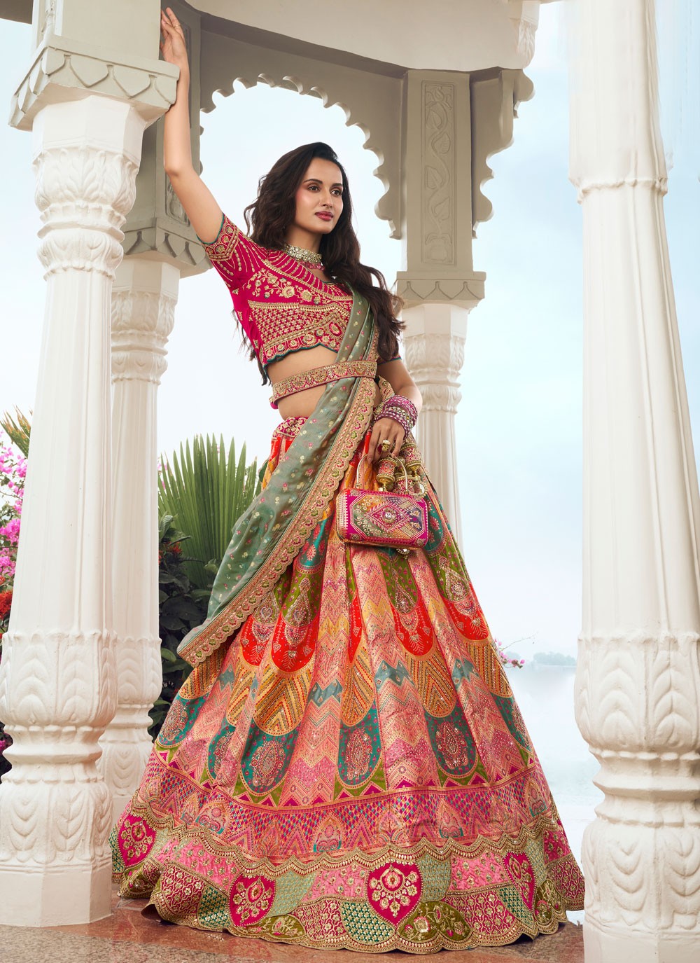 Embroidered Silk A - Line Lehenga - L2244