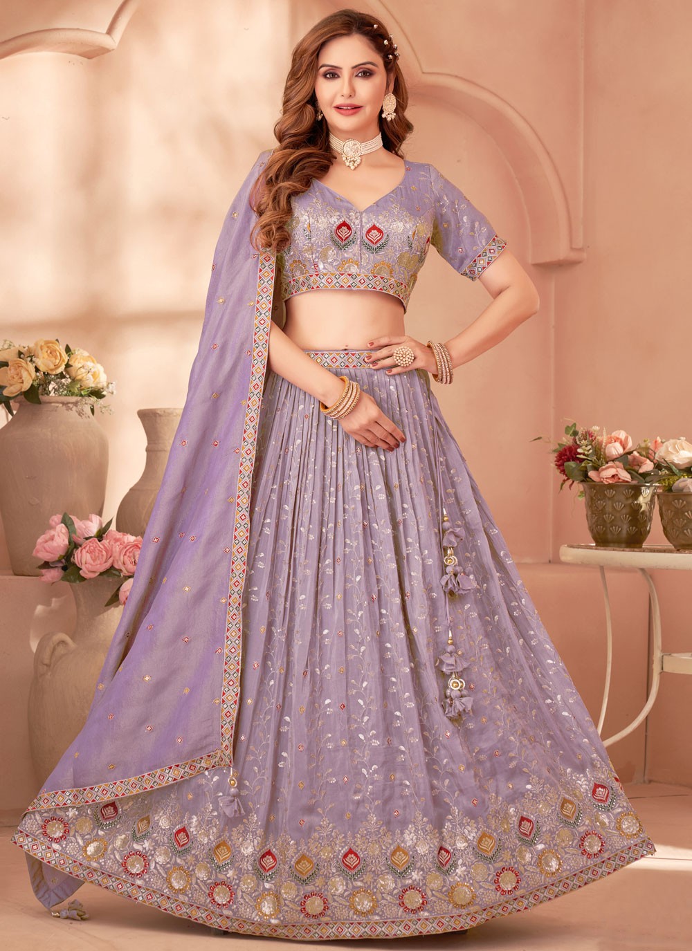 Embroidered Silk Lehenga - L3130