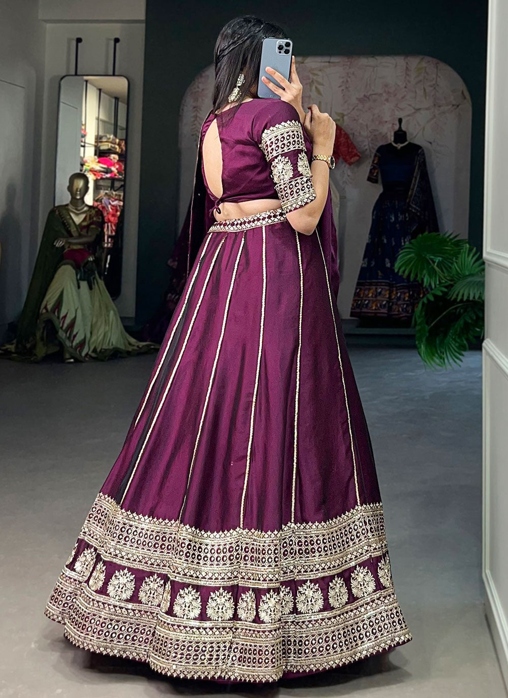 Embroidered Rangoli, Silk A - Line Lehenga - L1682