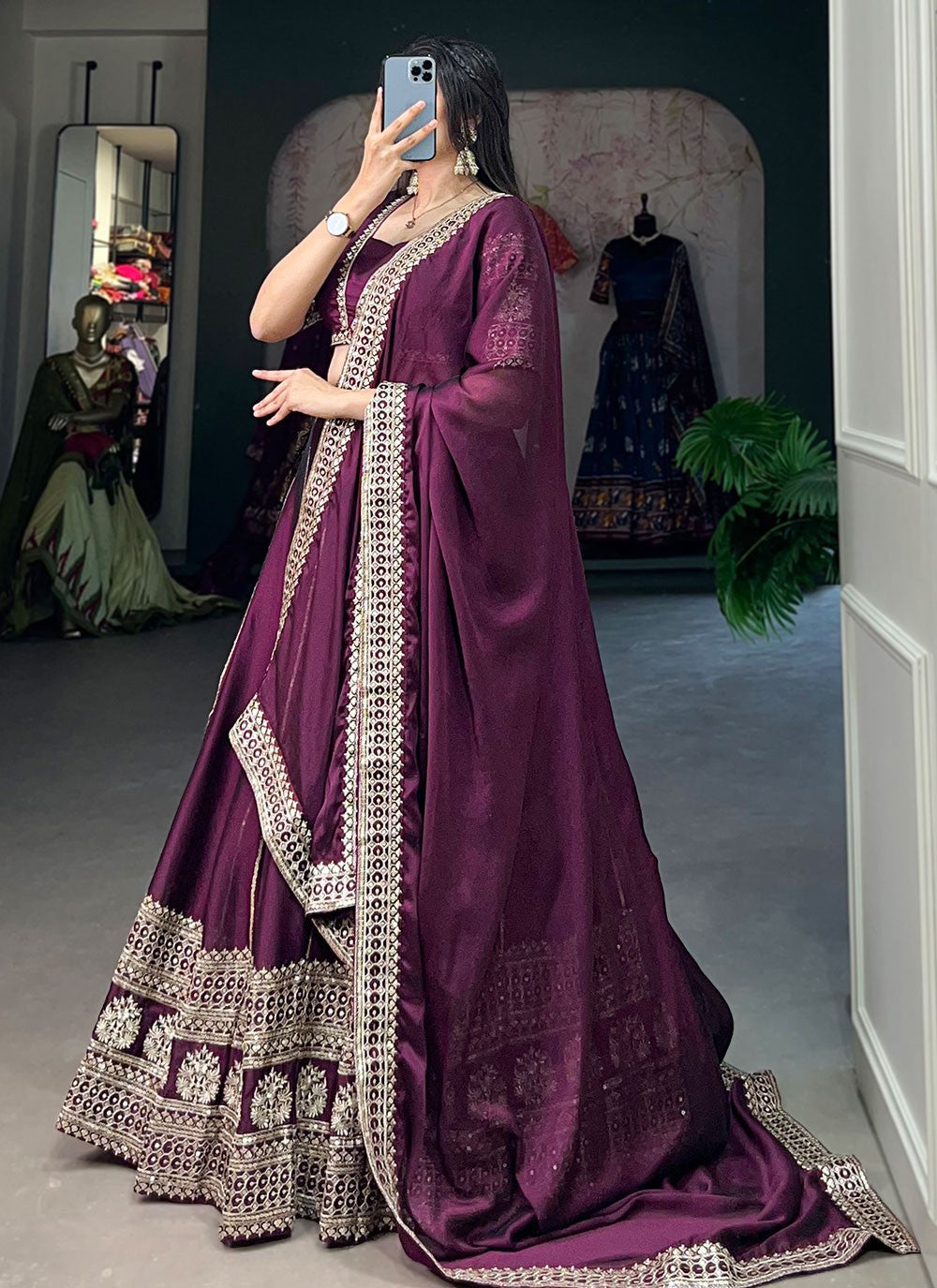 Embroidered Rangoli, Silk A - Line Lehenga - L1682