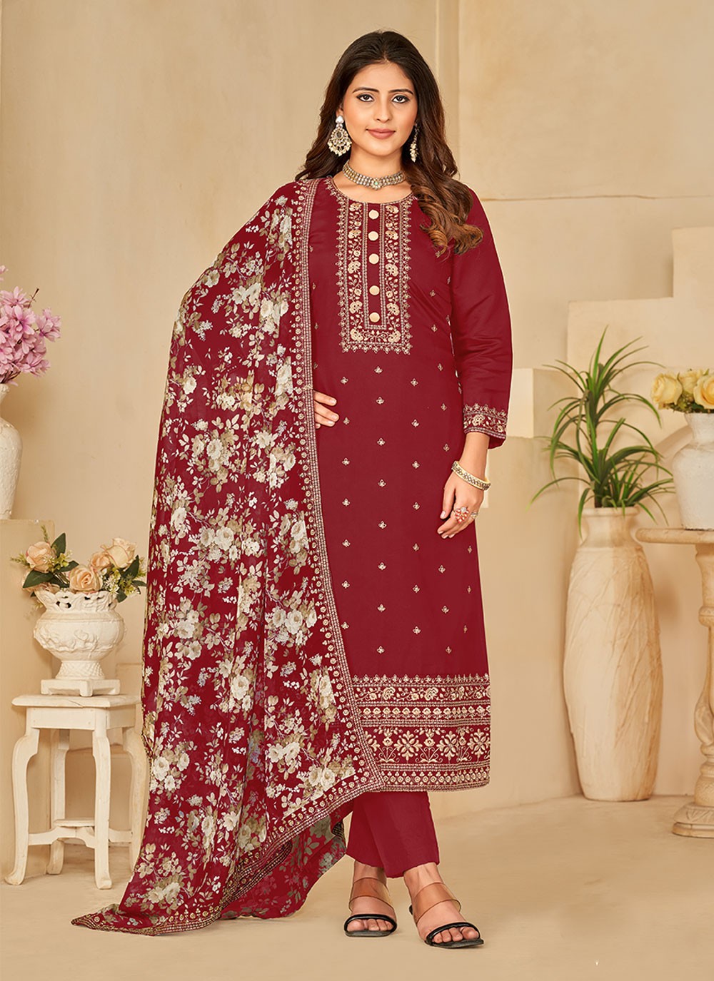 Silk Salwar Suit - T1874