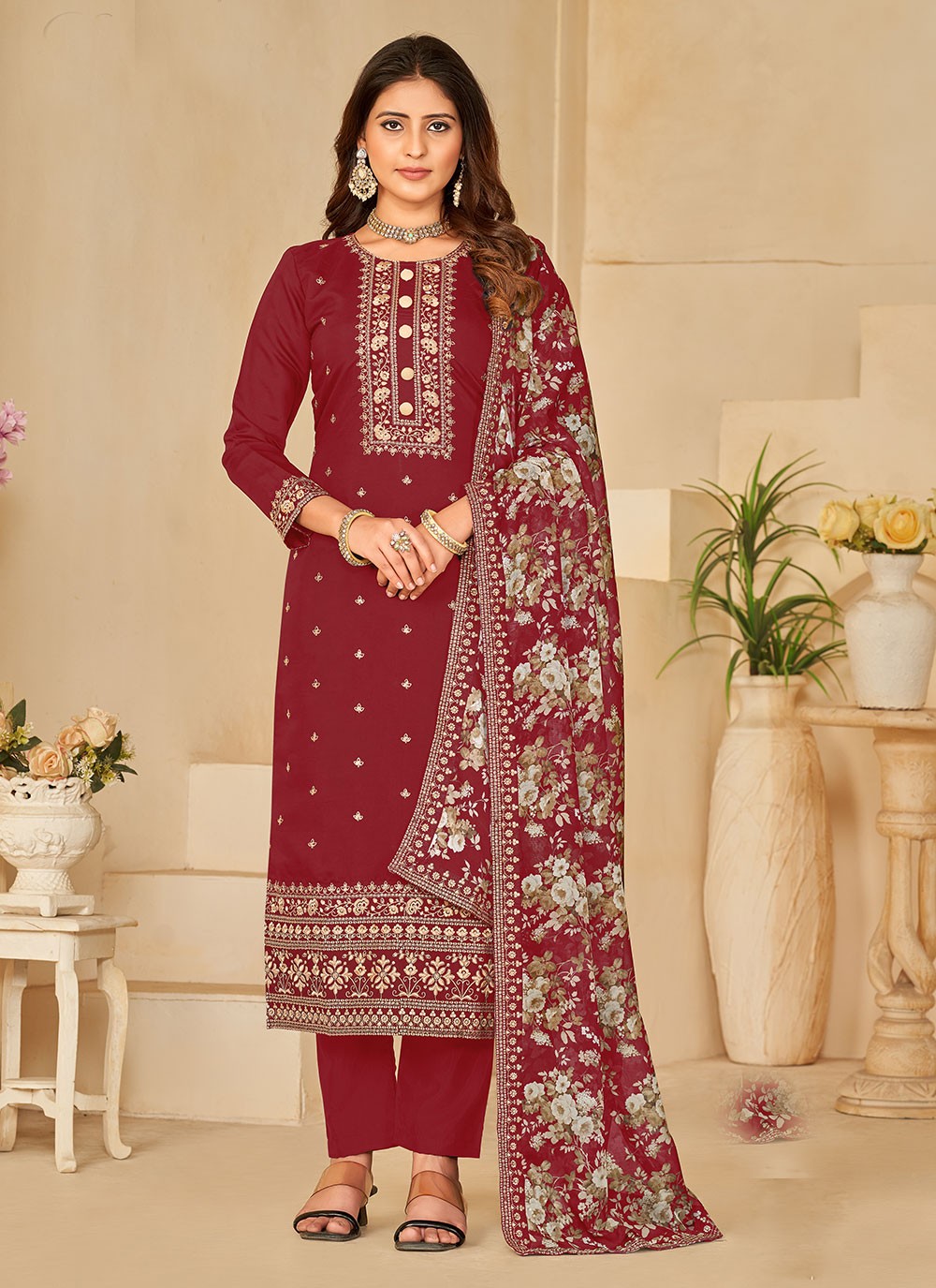 Silk Salwar Suit - T1874