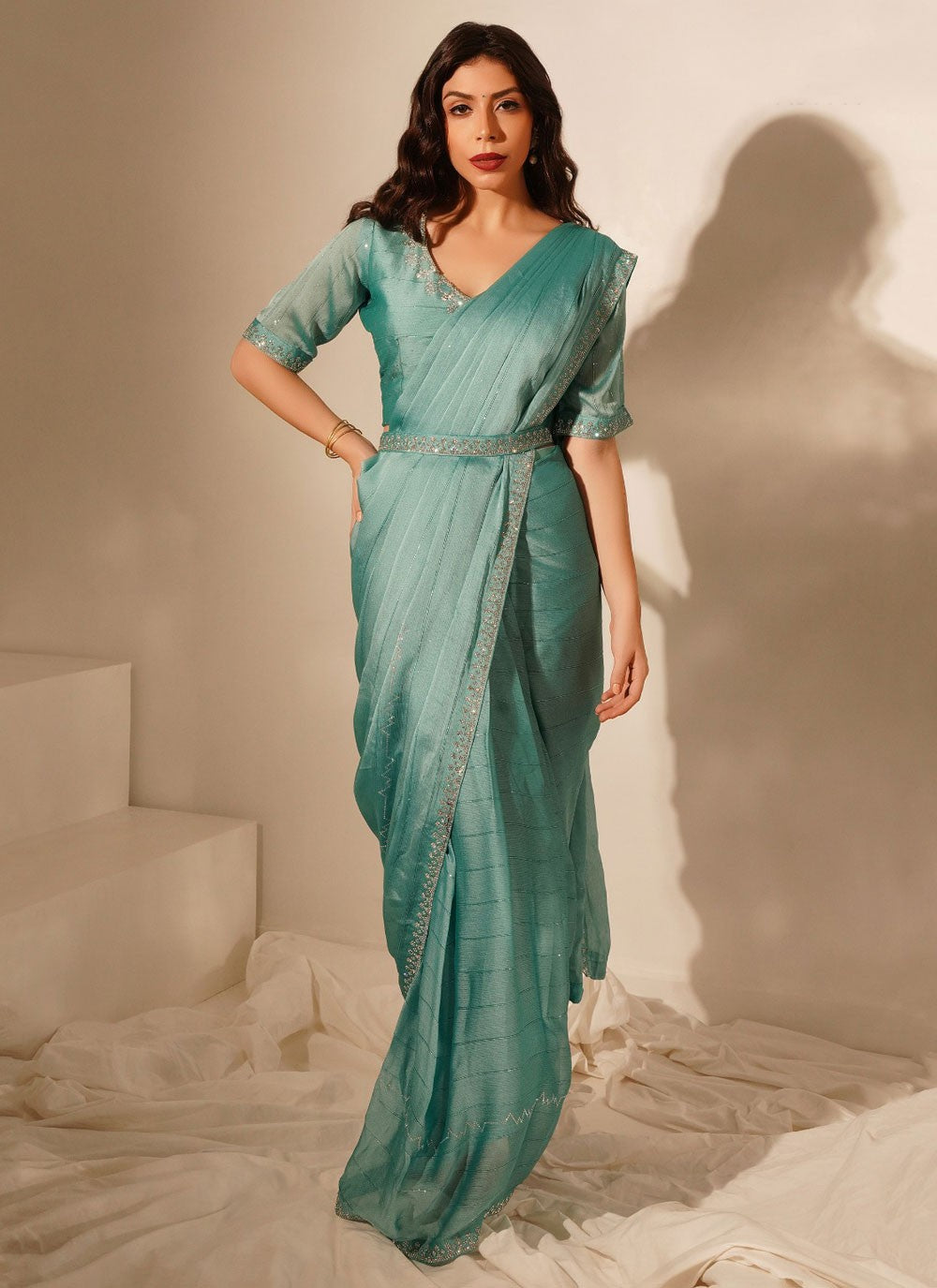 Stones Chinon Saree - S12014