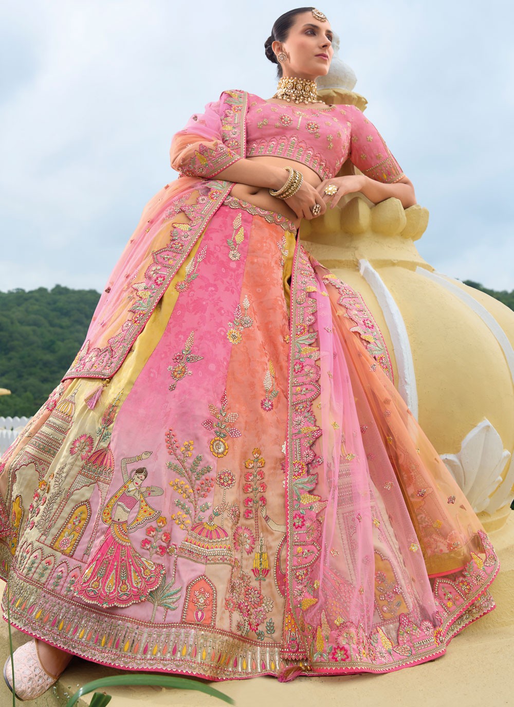 Embroidered Silk Lehenga - L3142