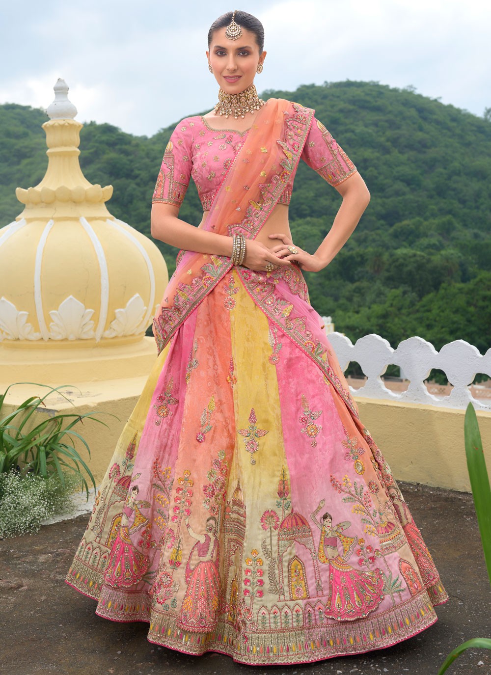 Embroidered Silk Lehenga - L3142