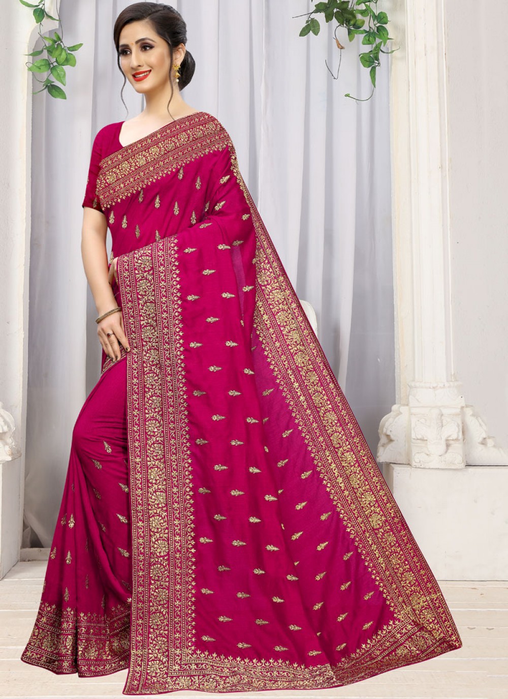 Traditional Embroidered Silk Saree - S0244