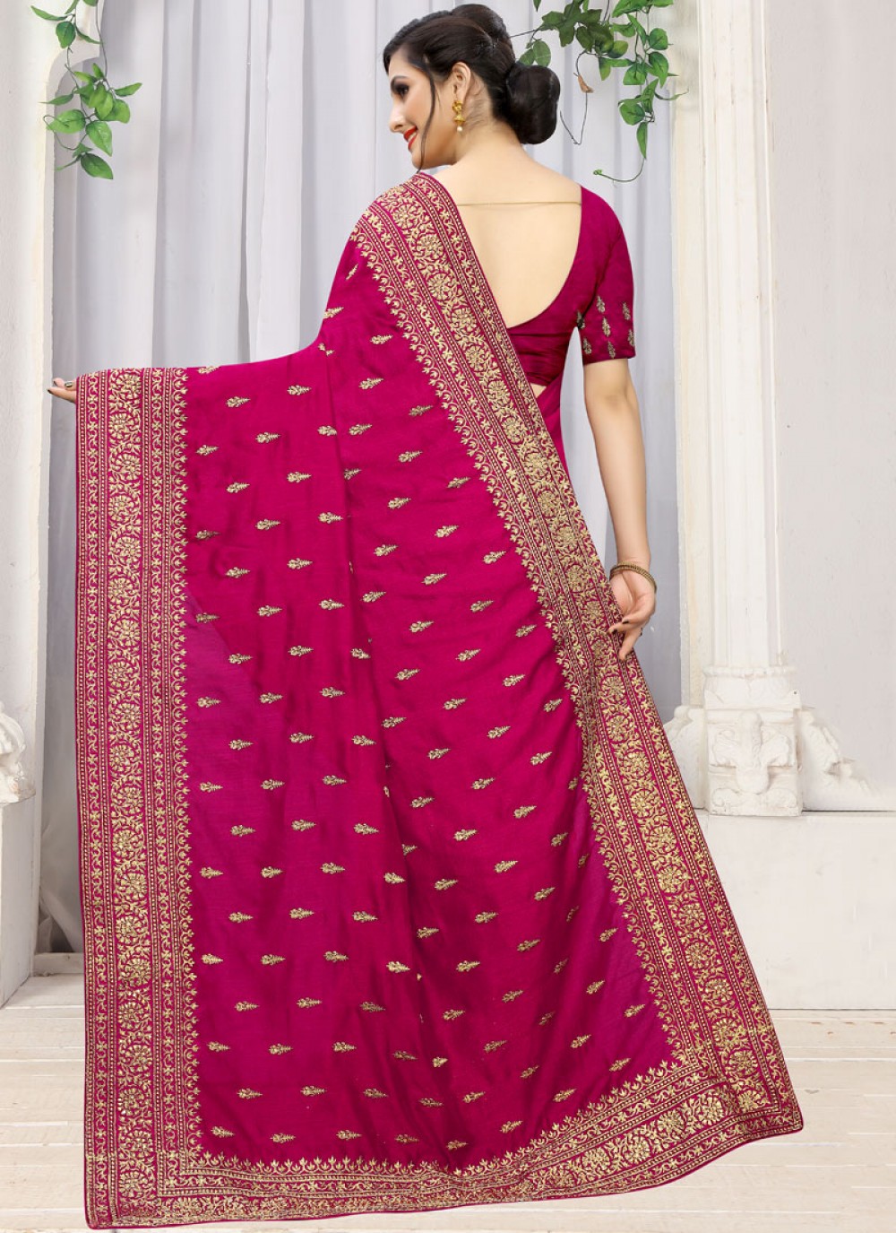 Traditional Embroidered Silk Saree - S0244