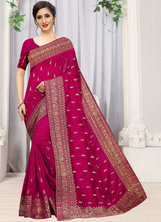 Traditional Embroidered Silk Saree - S0244