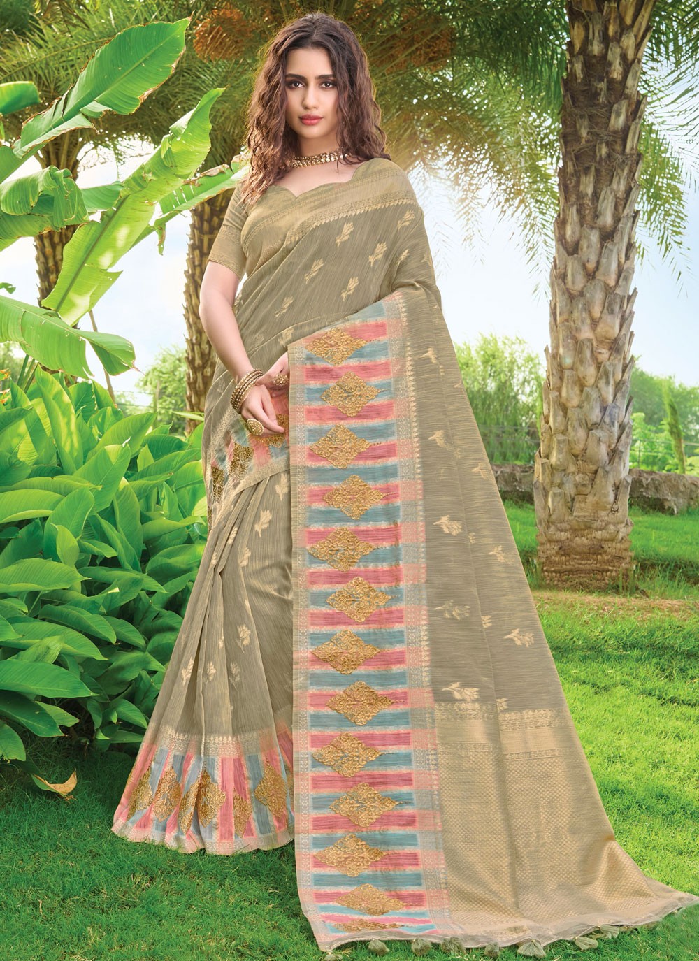 Traditional Embroidered Silk Saree - S1061