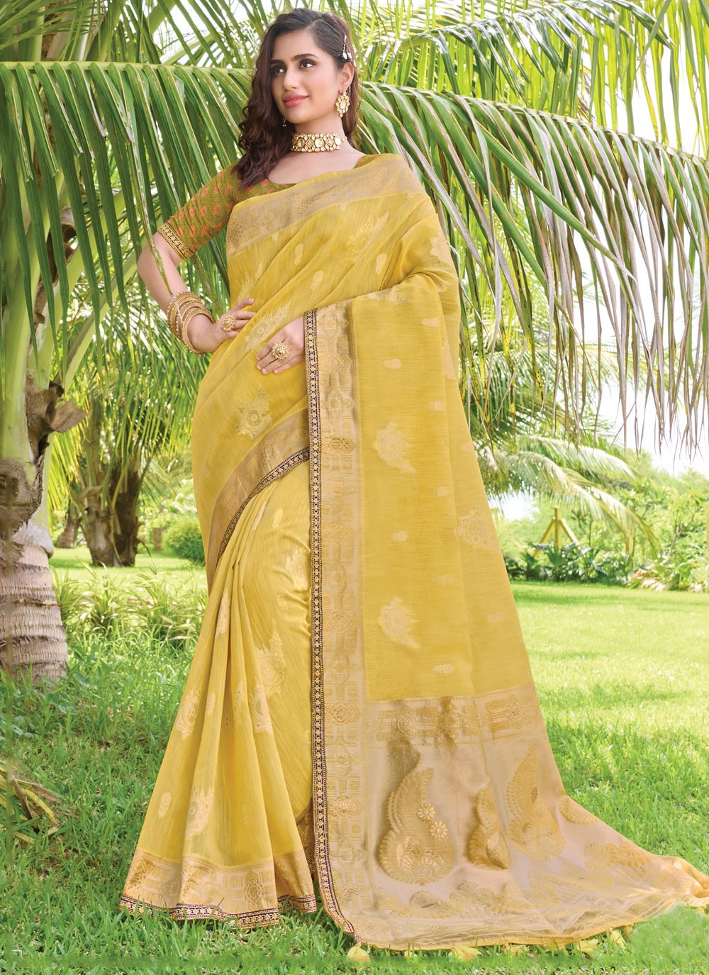 Traditional Embroidered Silk Saree - S1061