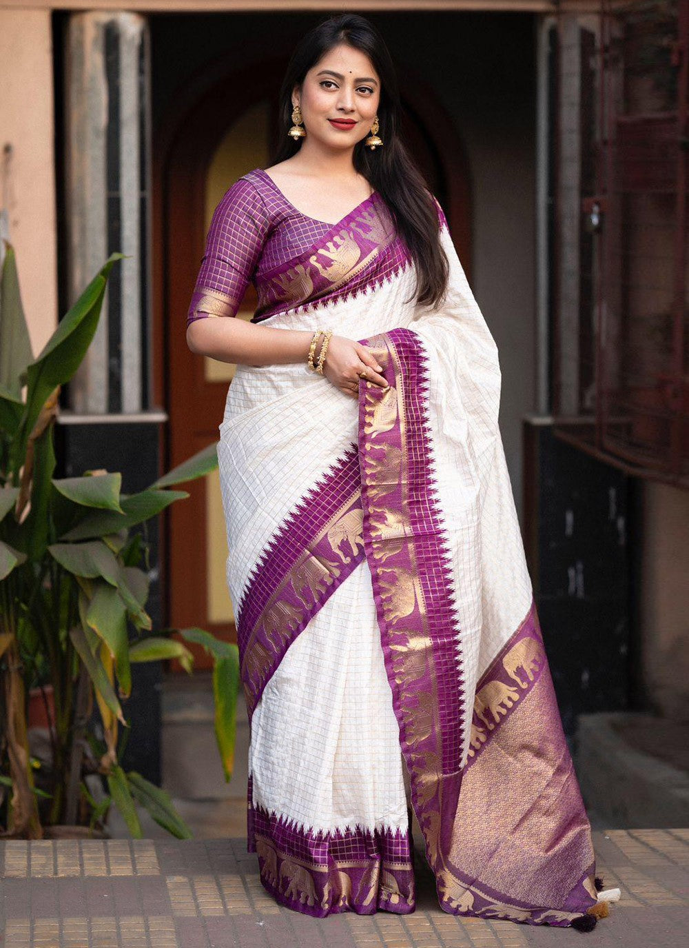 Contemporary Block Print Chanderi Cotton Saree - S5794