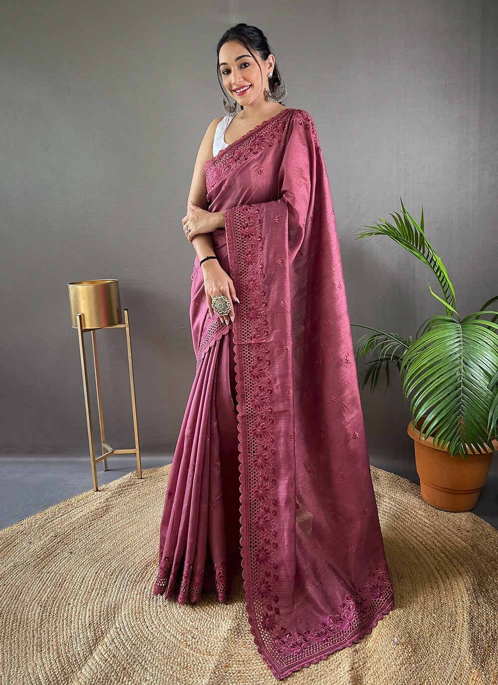 Traditional Embroidered Silk Saree - S4436