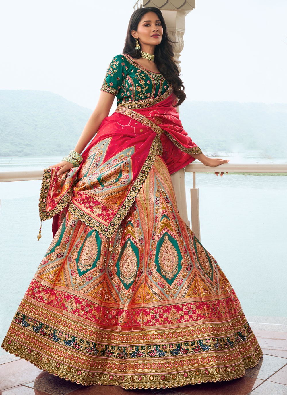 Embroidered Silk A - Line Lehenga - L2244