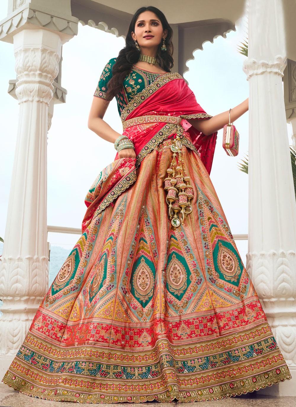 Embroidered Silk A - Line Lehenga - L2244