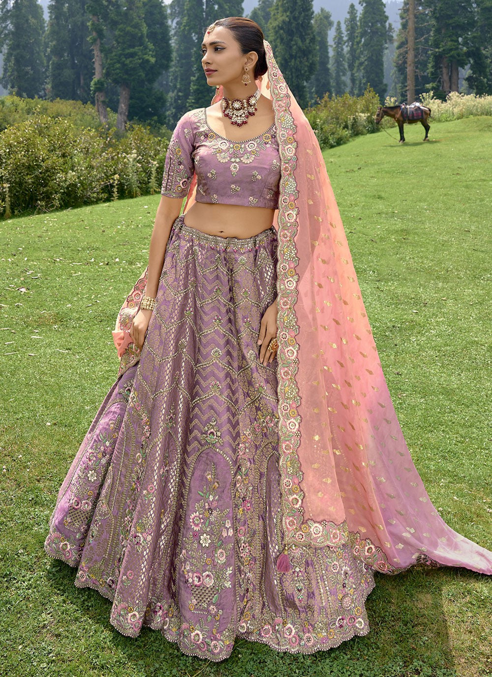 Embroidered Silk A - Line Lehenga - L1300