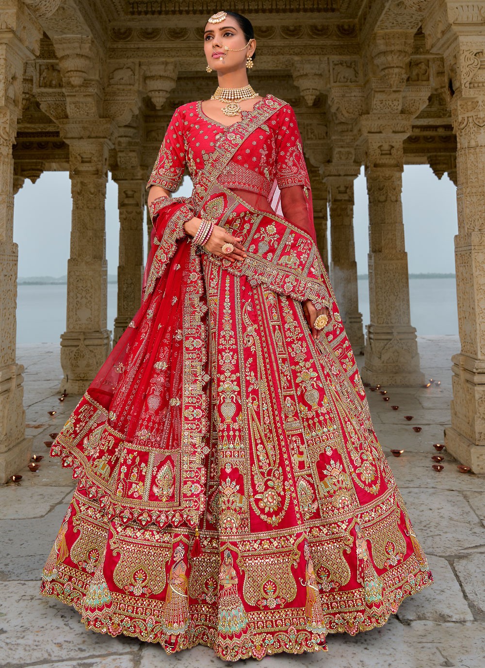 Embroidered Silk A - Line Lehenga - L2783