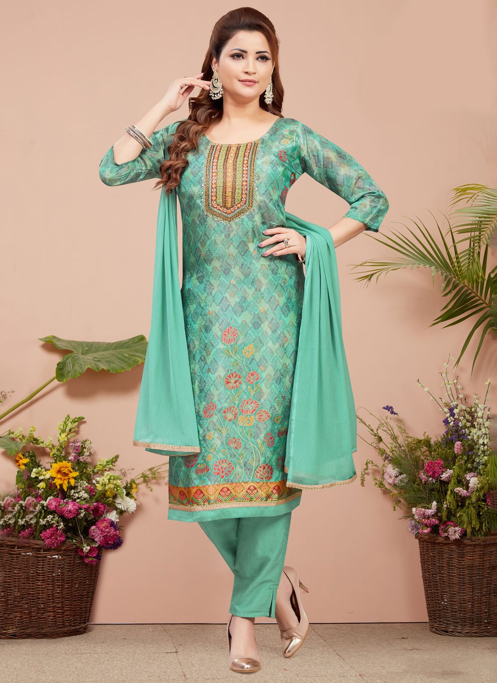 Embroidered Silk Salwar Suit - T4324