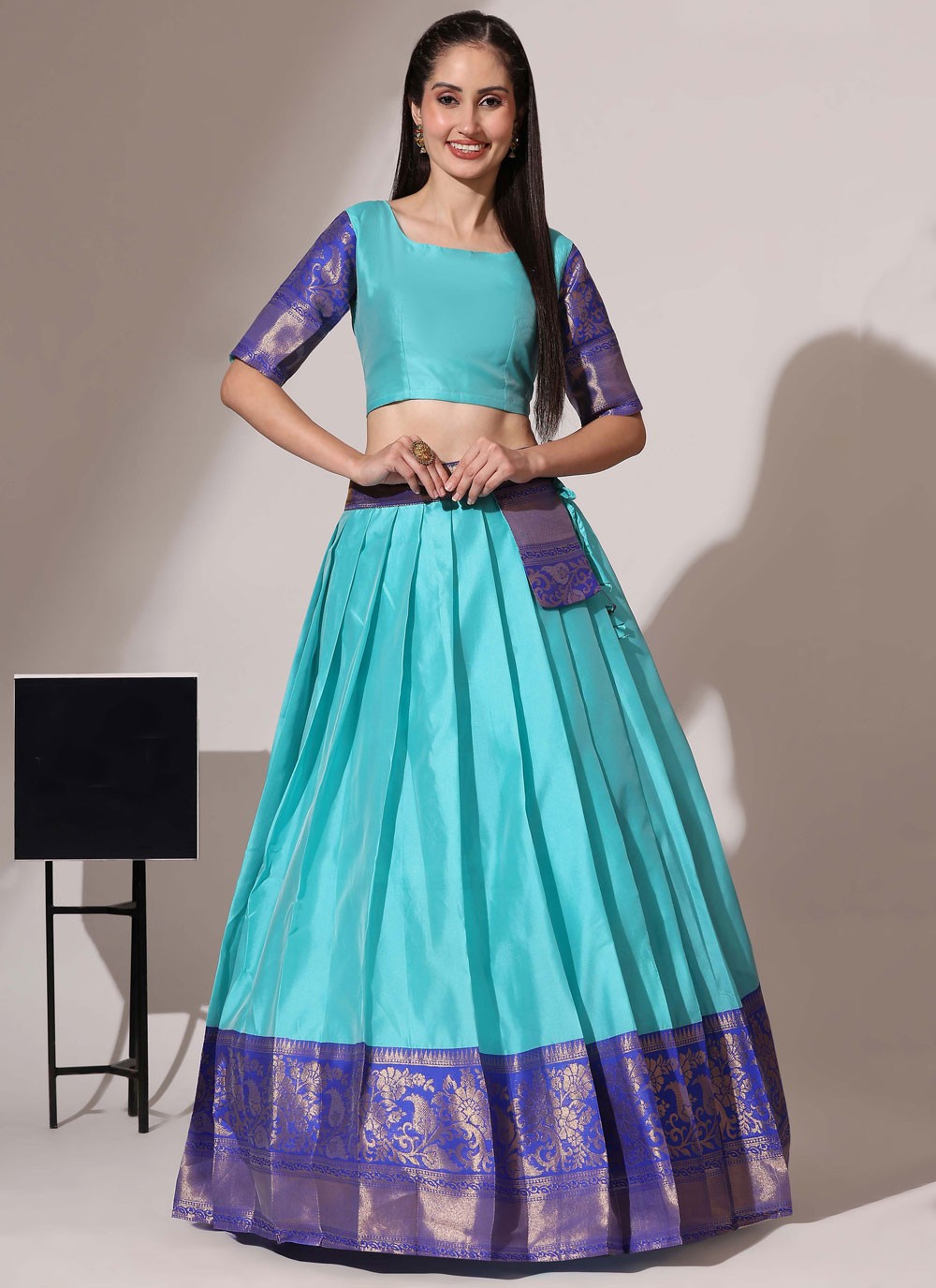 Weaving Zari Silk A - Line Lehenga - L2974