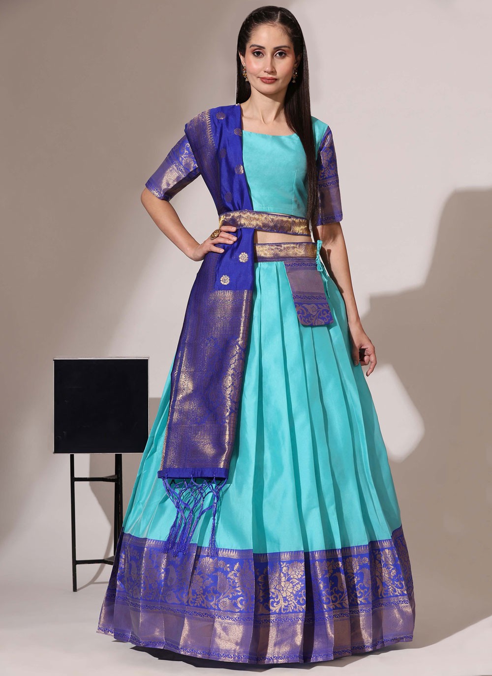 Weaving Zari Silk A - Line Lehenga - L2974