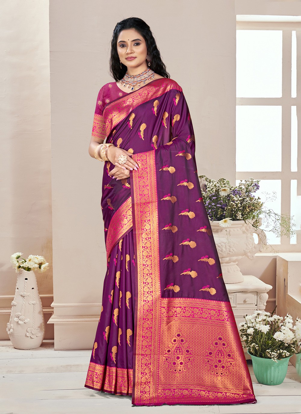 Classic Weaving Zari Silk Orange Saree - S11131