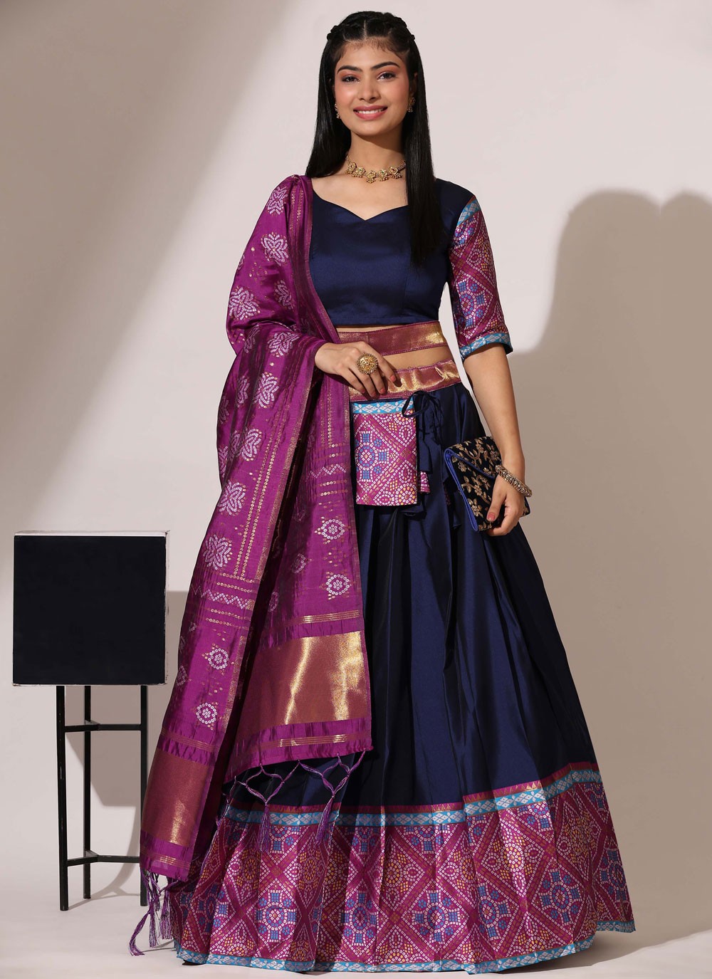 Weaving Zari Silk A - Line Lehenga - L2554