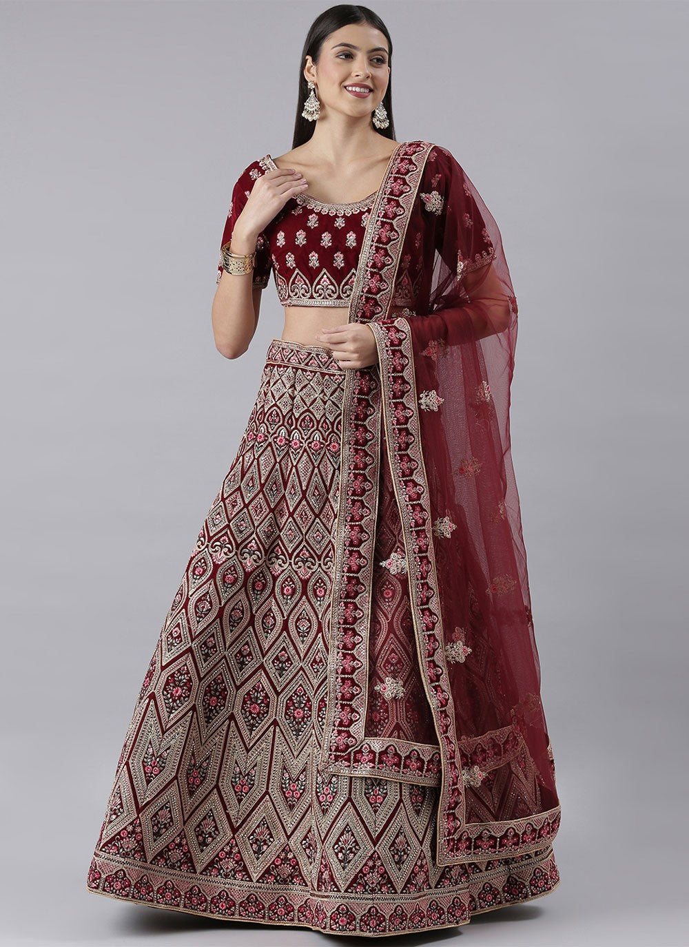 Embroidered Silk A - Line Lehenga - L0709