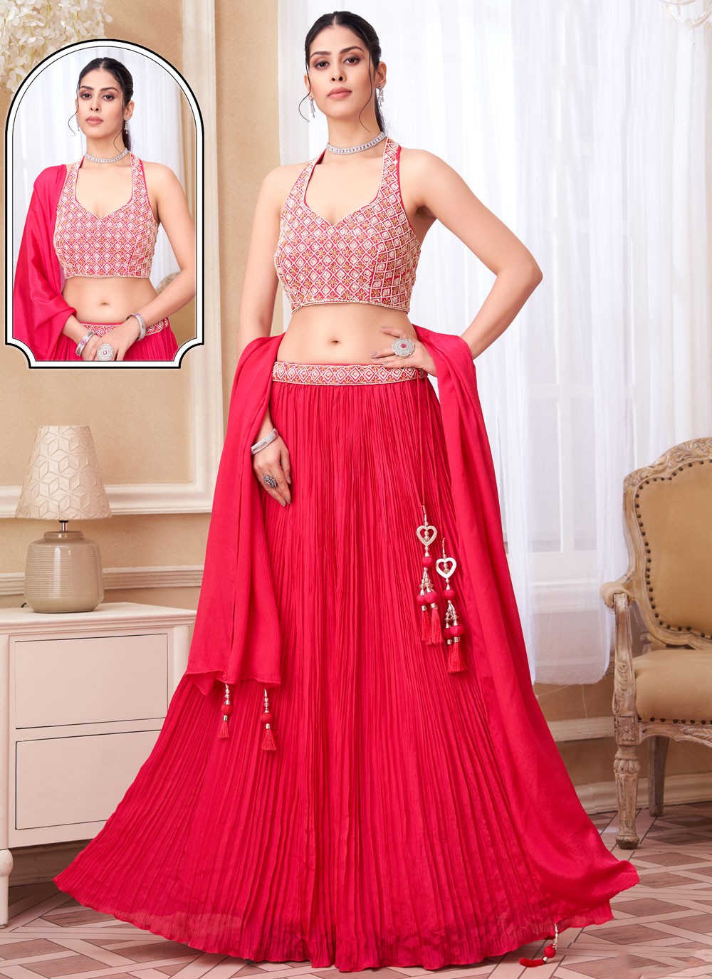 Plain Silk Lehenga - L3036