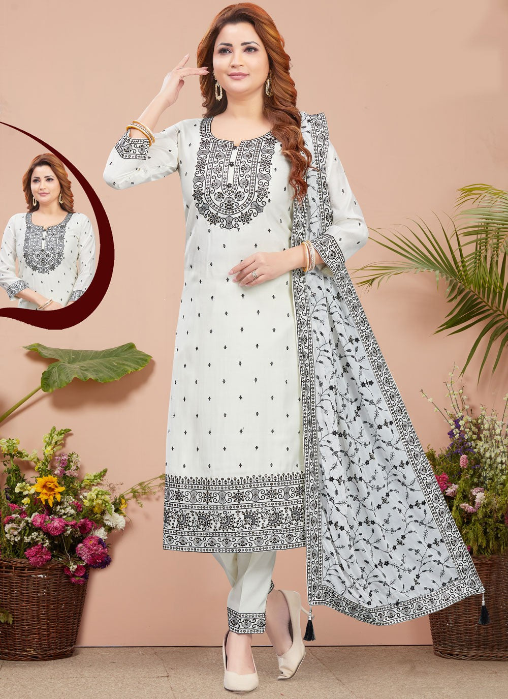 Embroidered Silk Salwar Suit - T4372