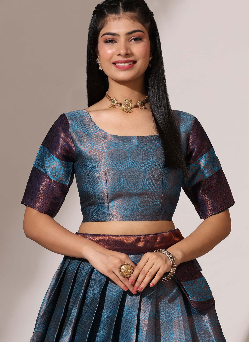 Woven Silk A - Line Lehenga - L2568