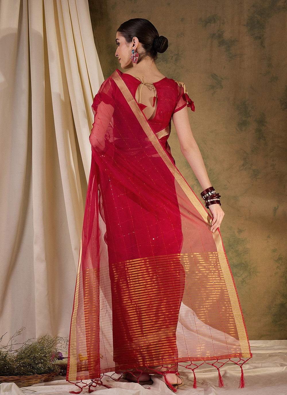 Casual Sequins Organza, Silk Saree - S6993