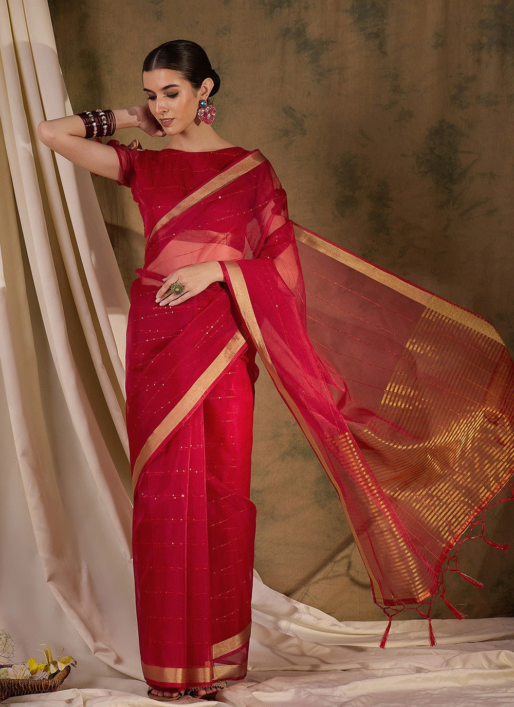 Casual Sequins Organza, Silk Saree - S6993