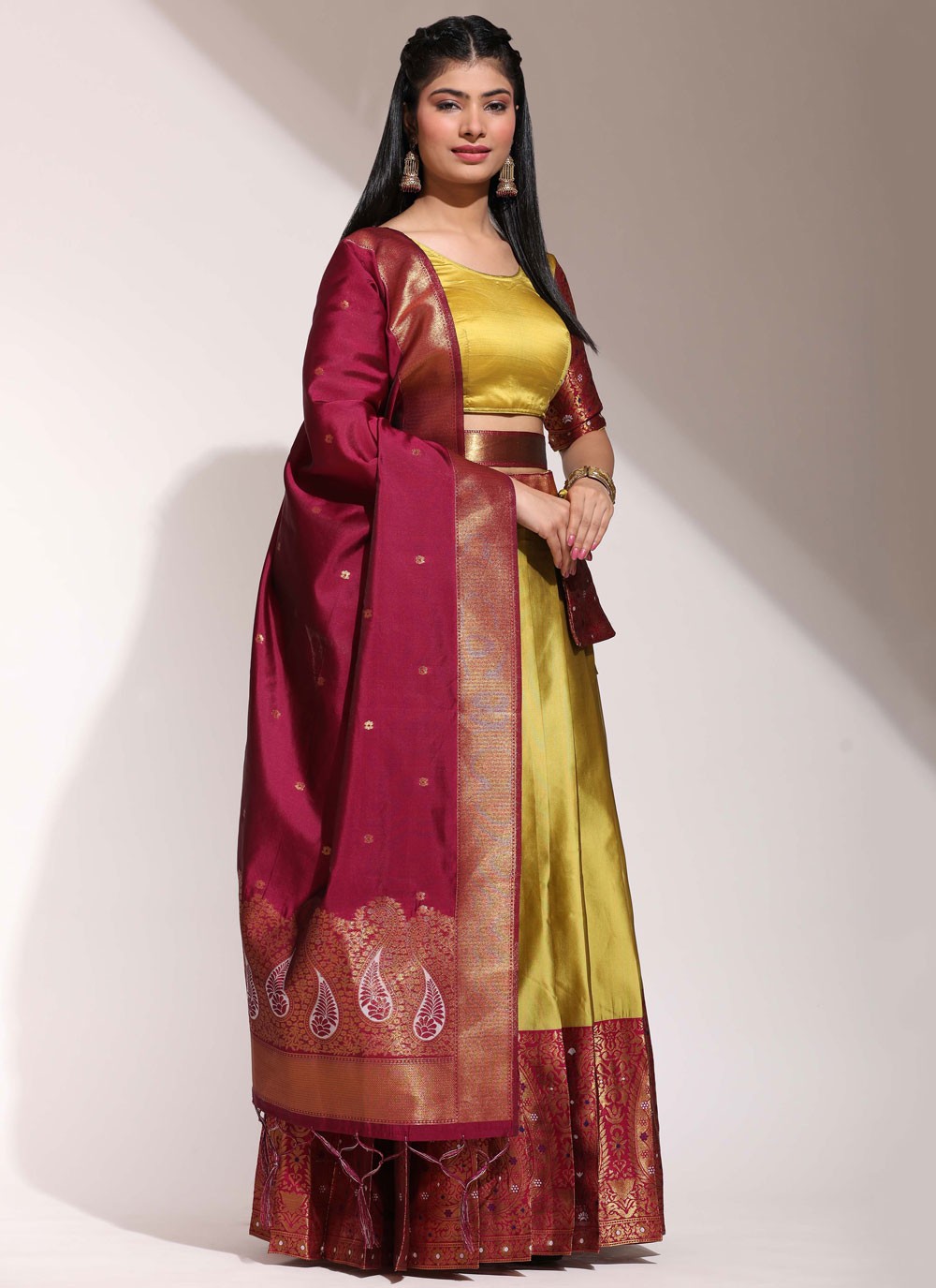 Woven Silk A - Line Lehenga - L2463