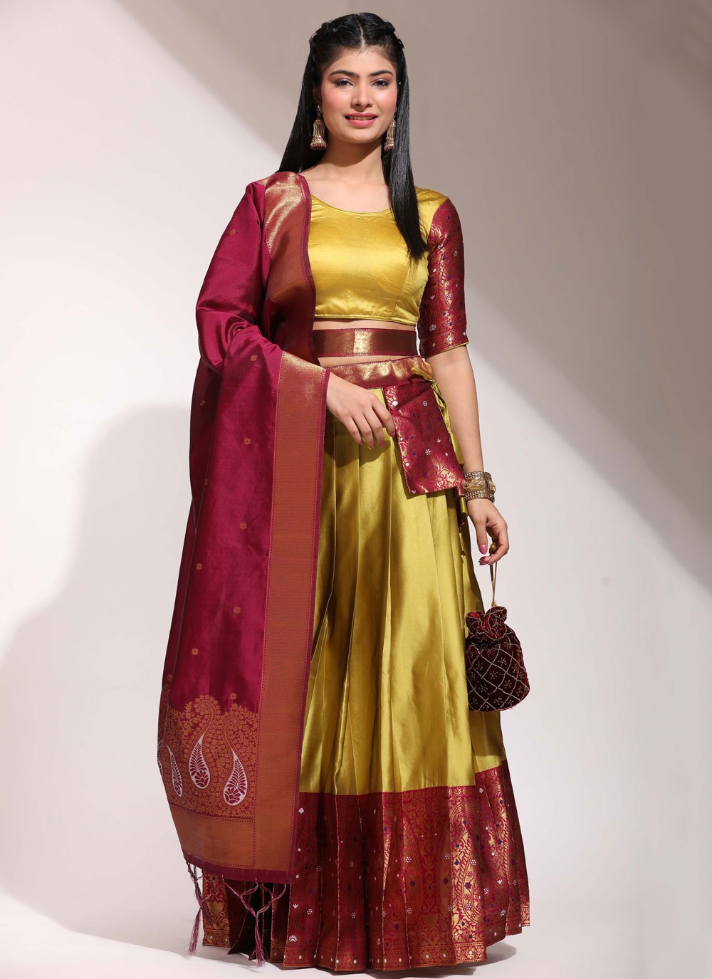 Woven Silk A - Line Lehenga - L2463