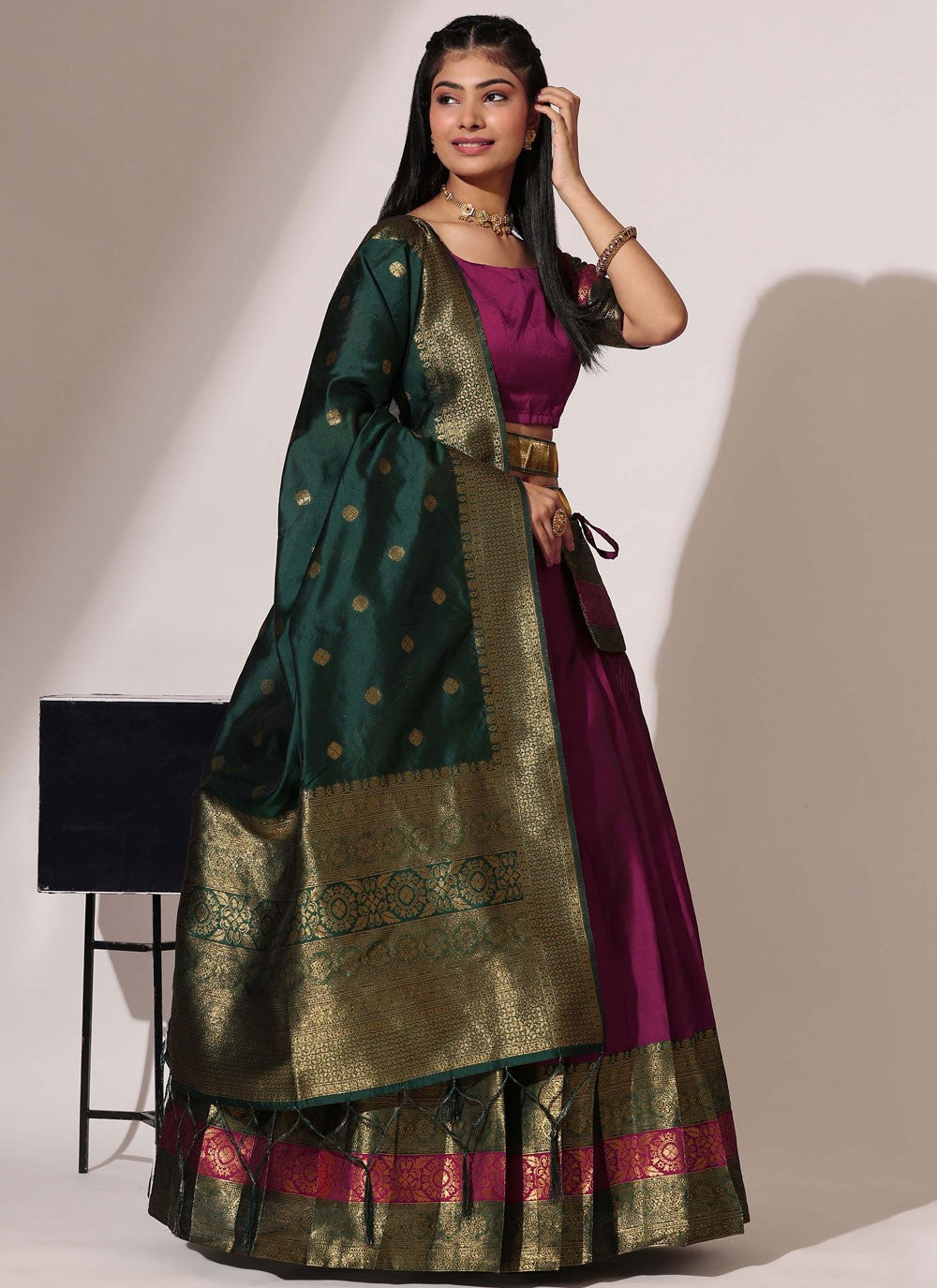 Woven Silk A - Line Lehenga - L2509