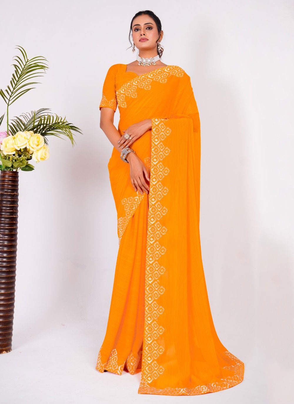 Classic Embroidered Silk Saree - S5636