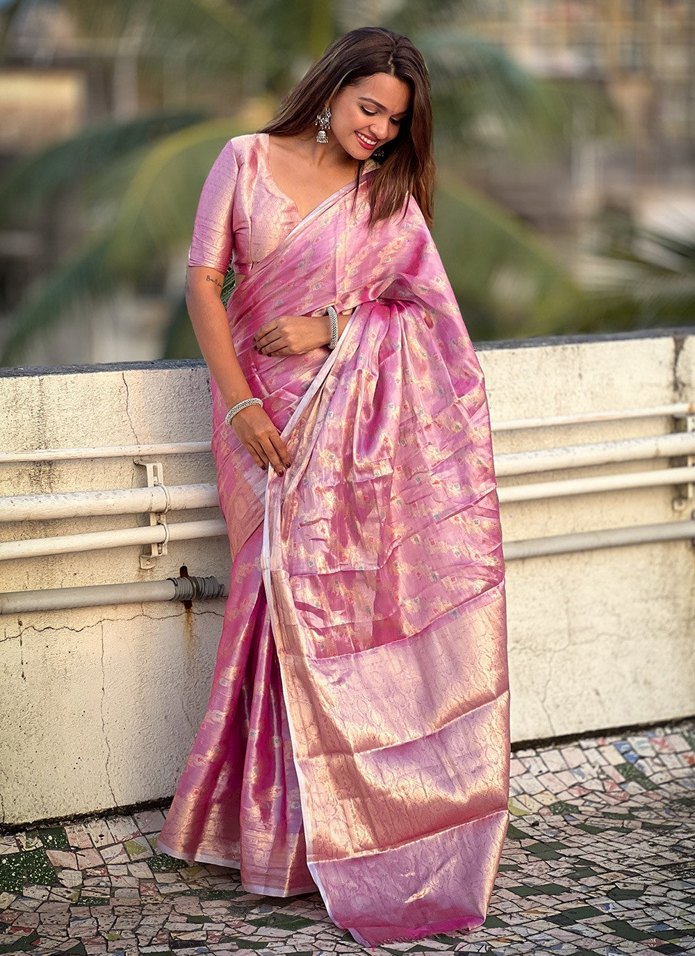 Classic Meenakari Silk, Tissue Saree - S9944