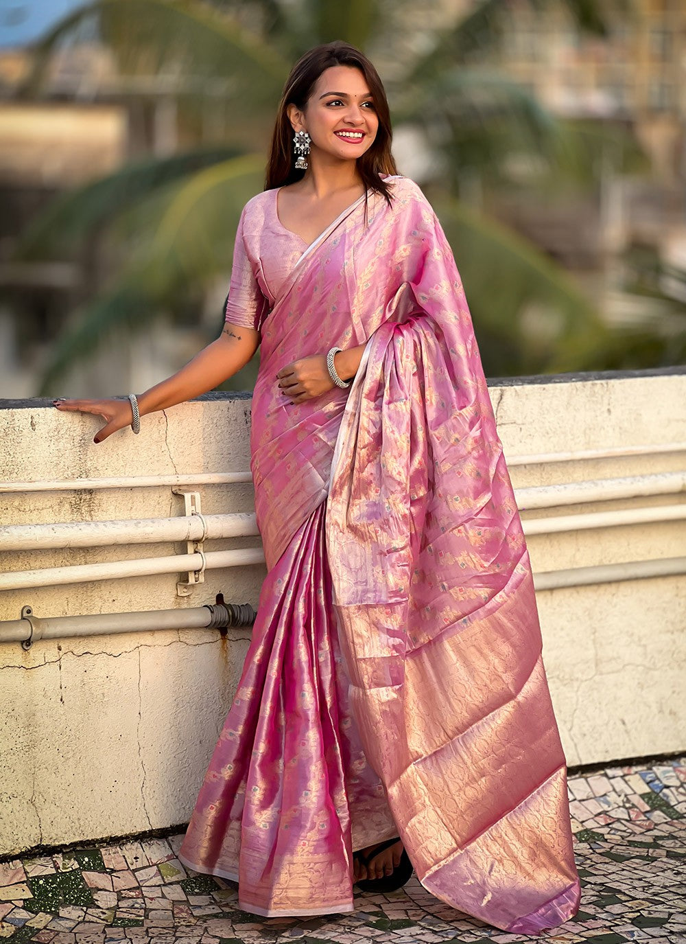 Classic Meenakari Silk, Tissue Saree - S9944