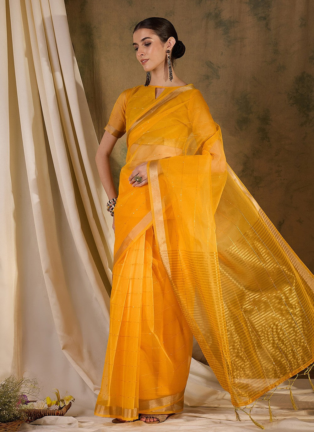 Casual Sequins Organza, Silk Saree - S6993