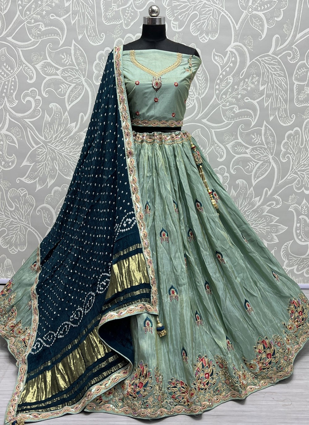 Embroidered Silk A - Line Lehenga - L1326