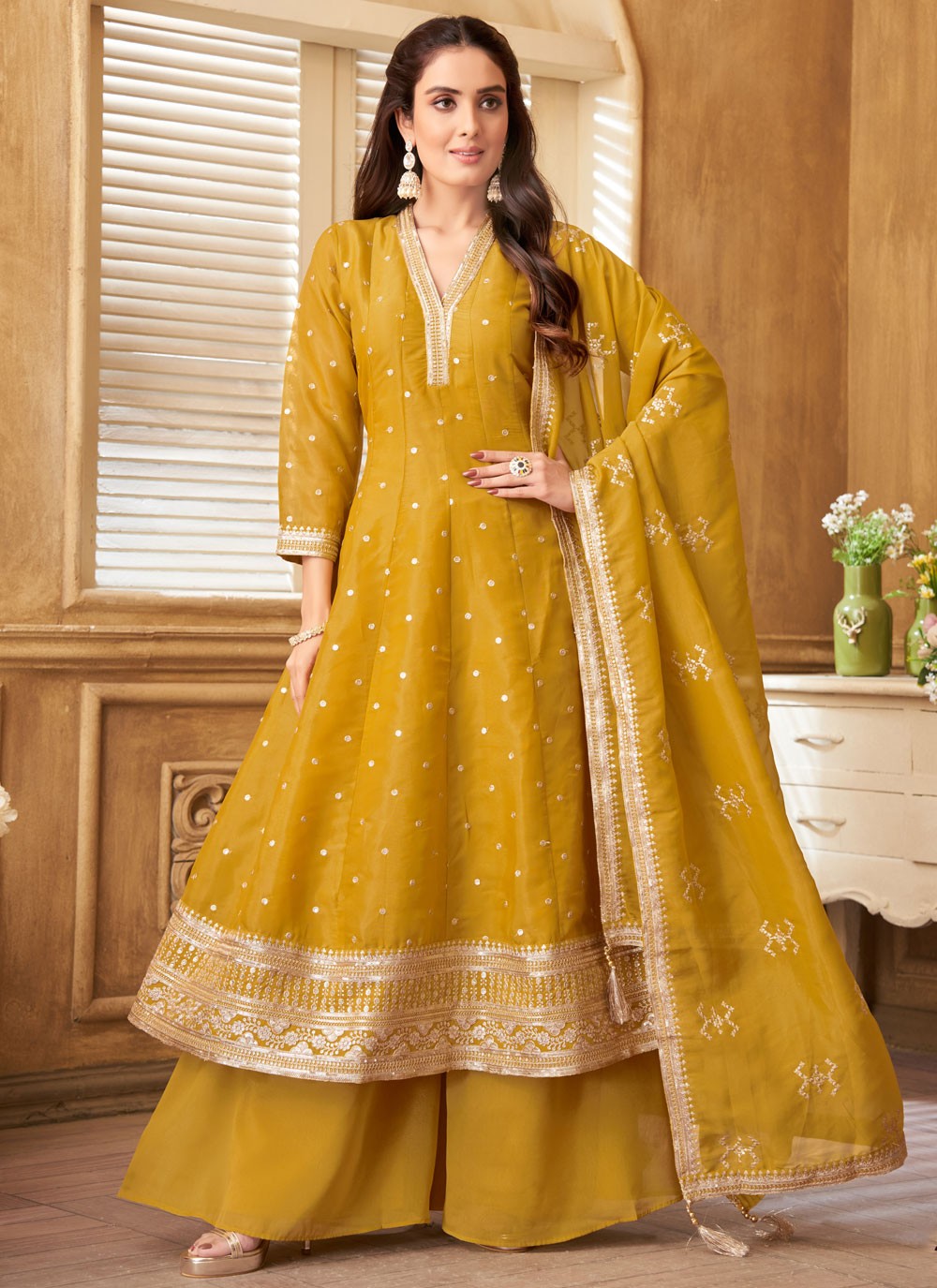 Embroidered Silk Salwar Suit - T4252