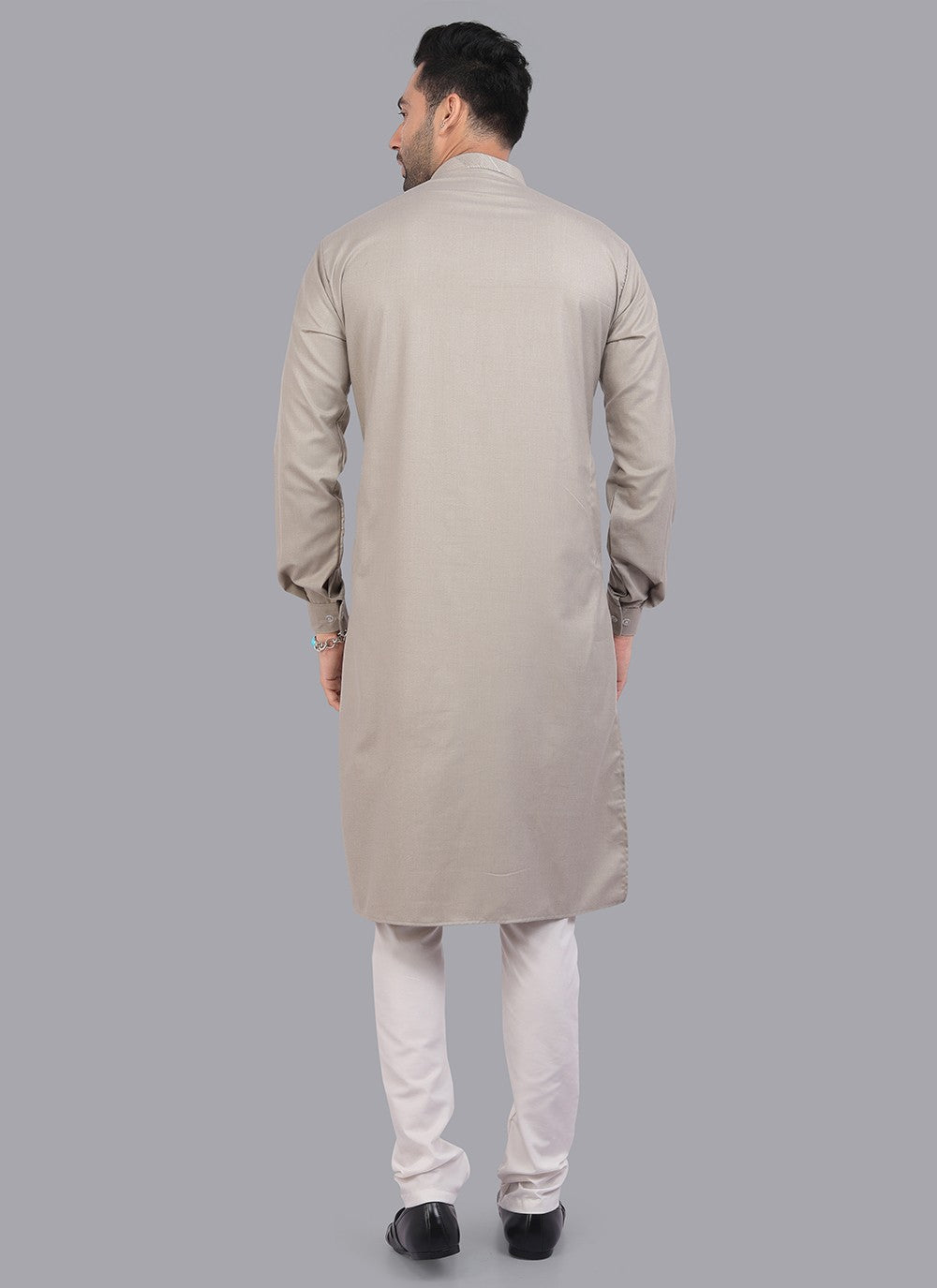 Plain Art Silk Silver Kurta Pyjama - M6724